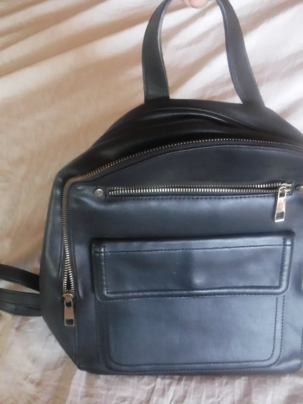 Gap Black Backpack Faux Leather Pre Owned